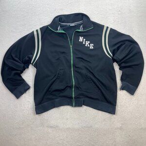 Vintage Y2K Thrashed Nike Zip Up Nylon Track Jacket Silver Tag Fleece Lined XL